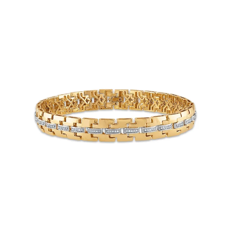 modern fused-stack bracelet-1/2 CTW Diamond Fashion 8.5-inch Bracelet in Gold Plated Sterling Silver