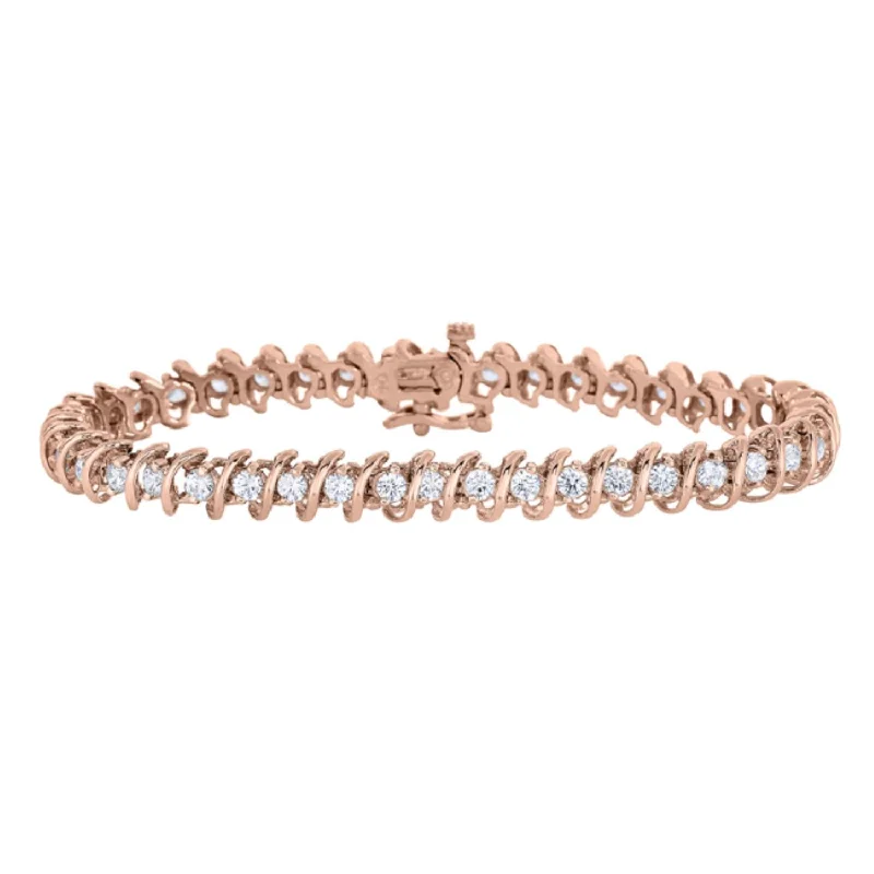 boho-inspired kyanite bracelet-1/2 CTW Diamond 7-inch Tennis Bracelet in 10KT Rose Gold