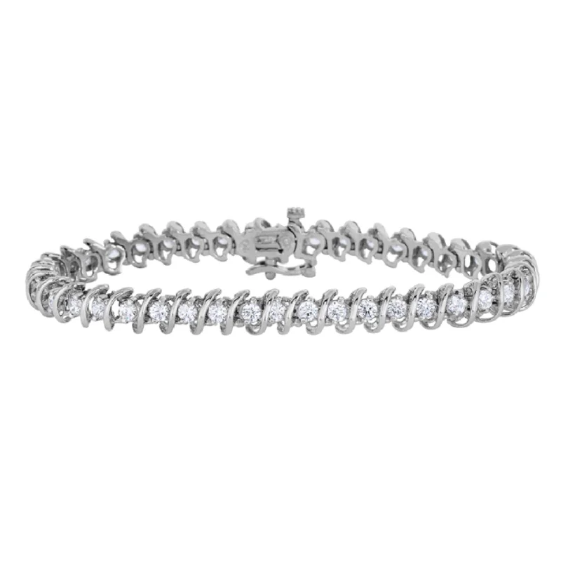 polished silver stack bracelet-1/2 CTW Diamond 7-inch Tennis Bracelet in 10KT White Gold