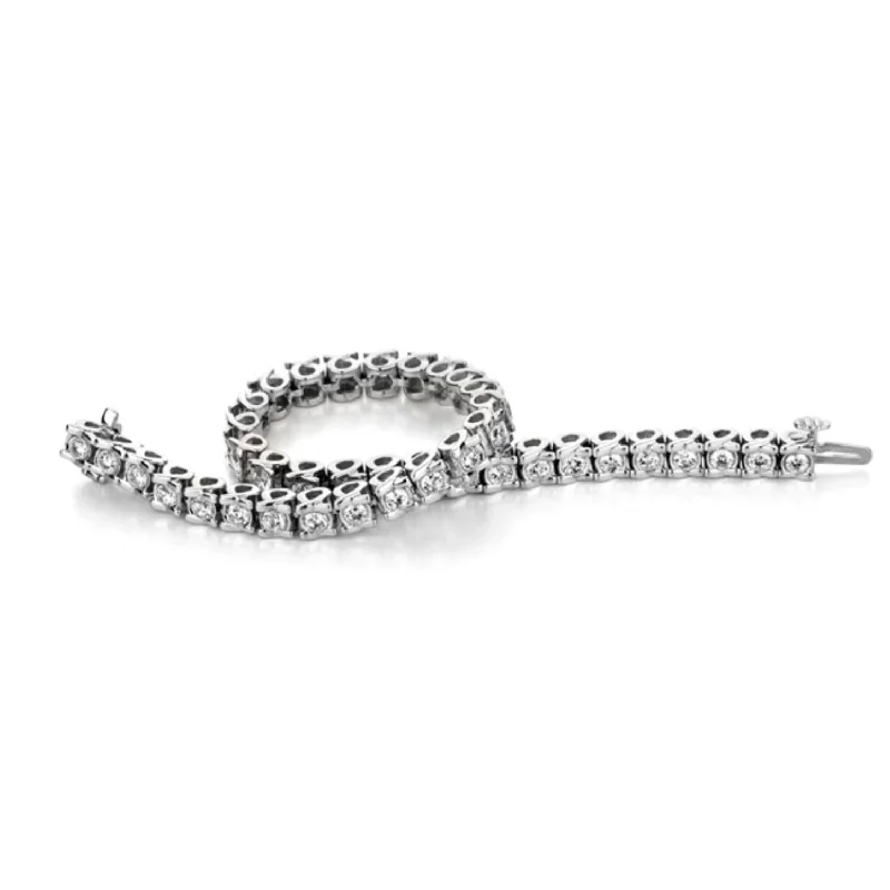 floral channel diamond bracelet-1/2 CTW Diamond 7-inch Tennis Bracelet in 10KT White Gold