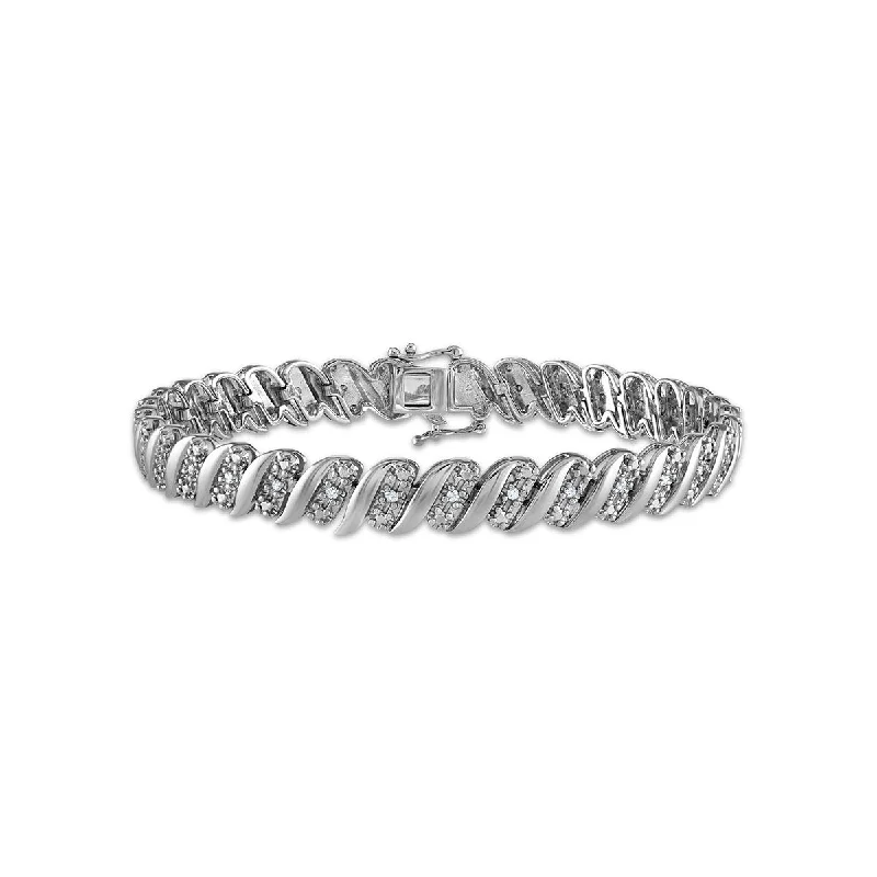 modern channel-set ruby bracelet-1/4 CTW Diamond Tennis Bracelet in Sterling Silver