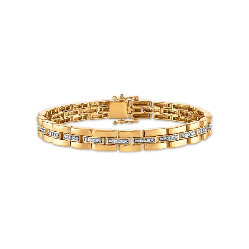 nature-themed ridge bracelet-1/4 CTW Diamond 7.25-inch Bracelet in Yellow Gold Plated Sterling Silver