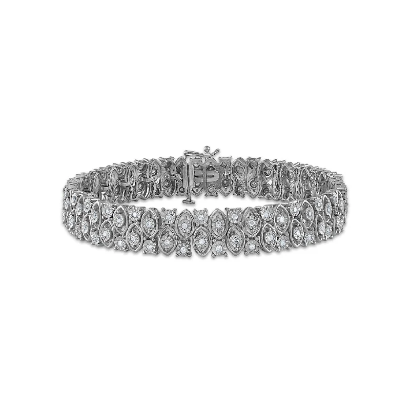 nature-themed ridge bracelet-1 CTW Diamond 7.25-inch Tennis Bracelet in Sterling Silver