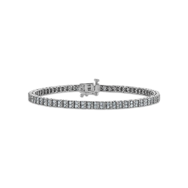 gothic-inspired dragon bracelet-1 CTW Diamond 7-inch Tennis Bracelet in Rhodium Plated Sterling Silver