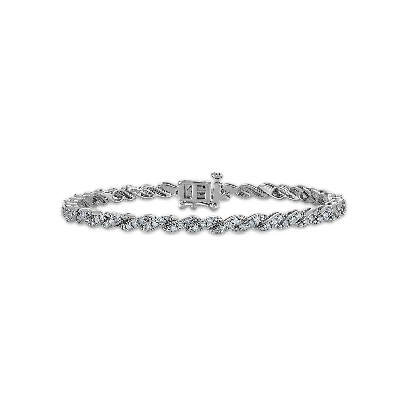 art deco alexandrite bracelet-1 CTW Diamond 7-inch Tennis Bracelet in Sterling Silver