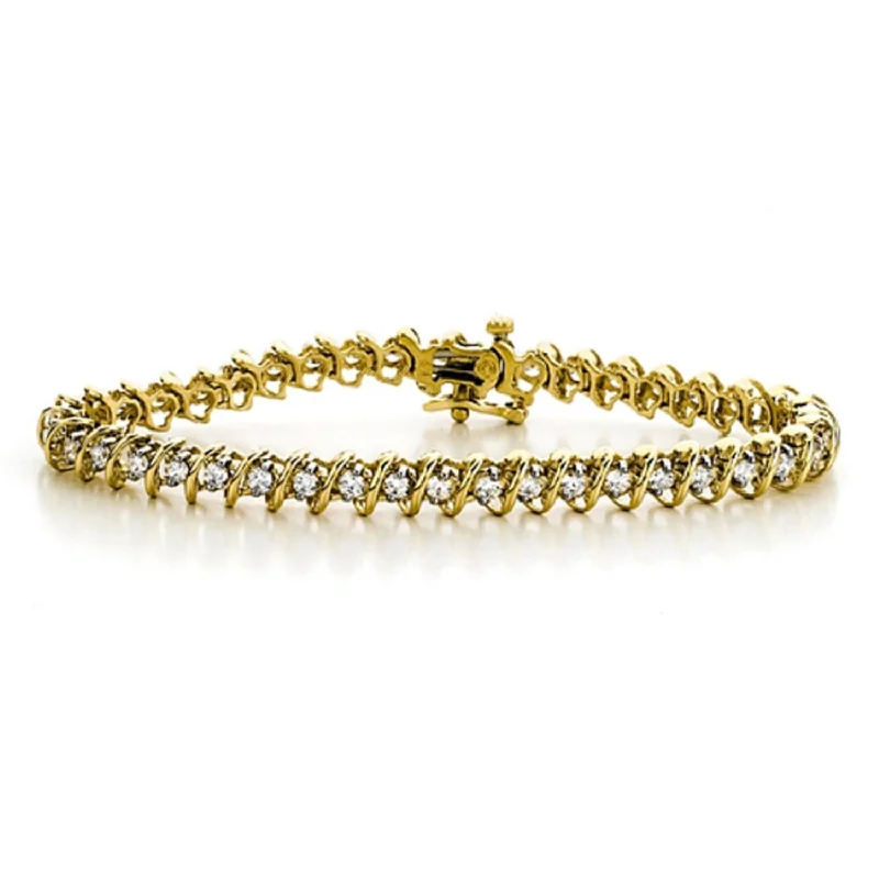 boho-inspired agate bracelet-1 CTW Diamond Tennis 7-inch Bracelet in 10KT Yellow Gold