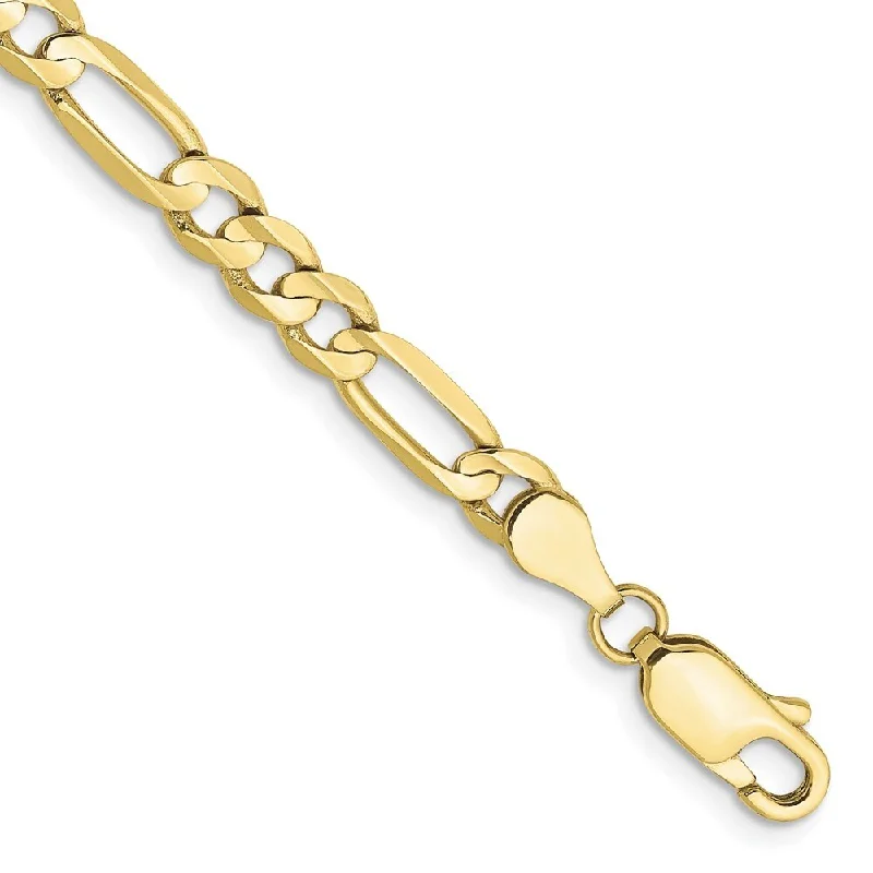 minimalist octagon bracelet-10k Yellow Gold 4.5mm Light Concave Figaro Chain Bracelet, 7"