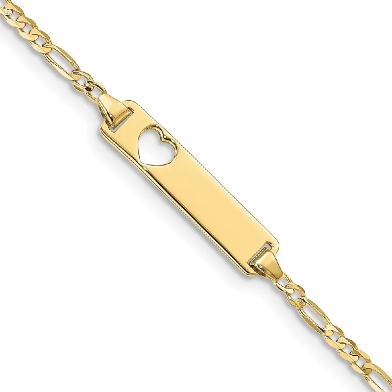 adjustable nickel bangle bracelet-10k Yellow Gold Figaro Link ID Bracelet, 7" (W-5.01mm)