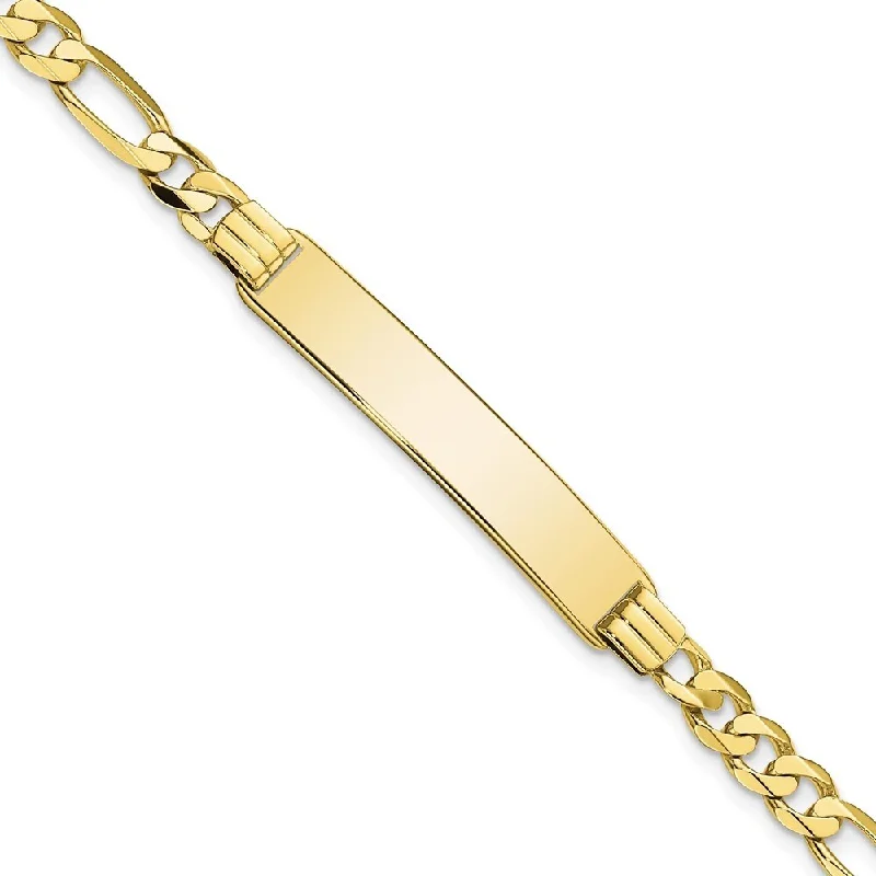 minimalist ridge bracelet-10k Yellow Gold Figaro Link ID Bracelet, 7" (W-6.61mm)