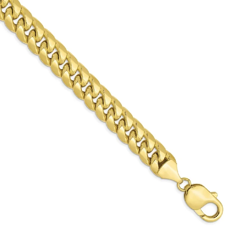 polished rose layered bracelet-10k Yellow Gold Semi-Solid 9.3mm Miami Cuban Chain Bracelet, 8"