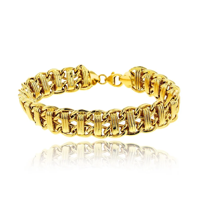 minimalist crest bracelet-10KT Yellow Gold 7.75-inch 11.5MM Byzantine Bracelet