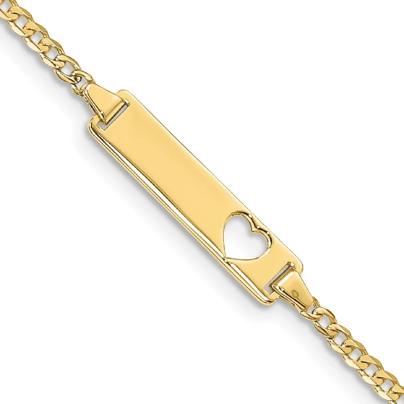 nature-themed fern bracelet-10KT Yellow Gold 7" 5.01MM Flat Curb ID Bracelet