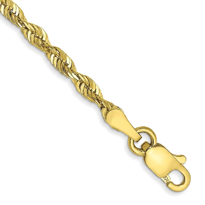 vintage-inspired spinel bracelet-10KT Yellow Gold 8-inch 2.55MM Lobster Clasp Diamond-cut Rope Extra-Light Bracelet