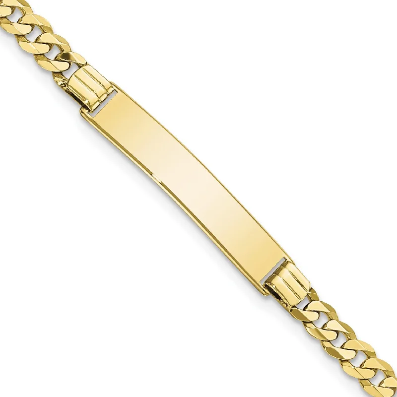 antiqued gold stack bracelet-10KT Yellow Gold 8-inch 6.28MM Flat Curb ID Bracelet