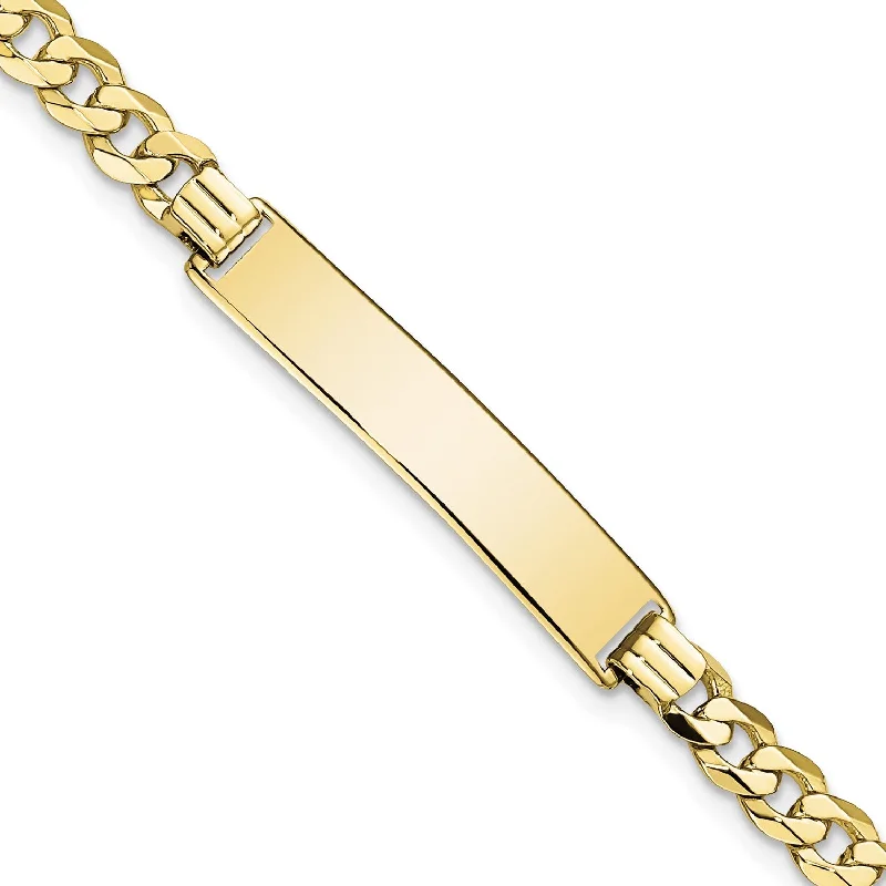 art deco alexandrite bracelet-10KT Yellow Gold 8-inch 6.4MM Flat Curb ID Bracelet