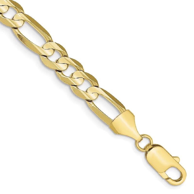 modern overlapped chain bracelet-10KT Yellow Gold 8-inch 7.5MM Lobster Clasp Figaro Bracelet