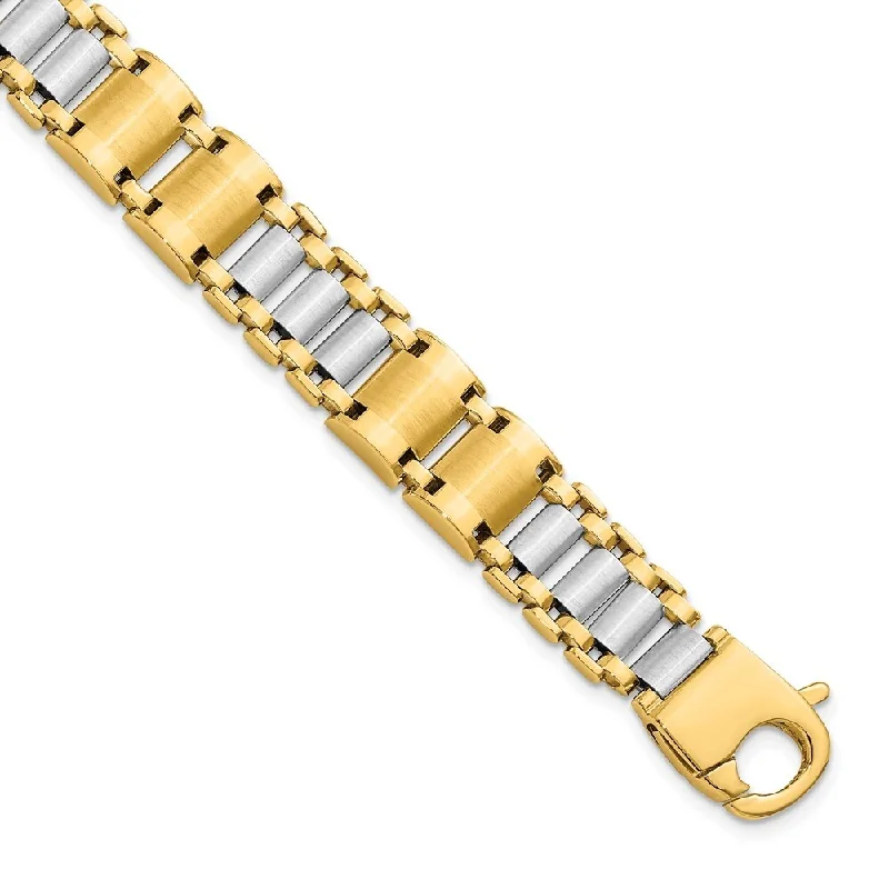 gothic-inspired talon bracelet-14k Two-tone 10.96mm Polished & Brushed Fancy Link Men's Bracelet, 8.5"