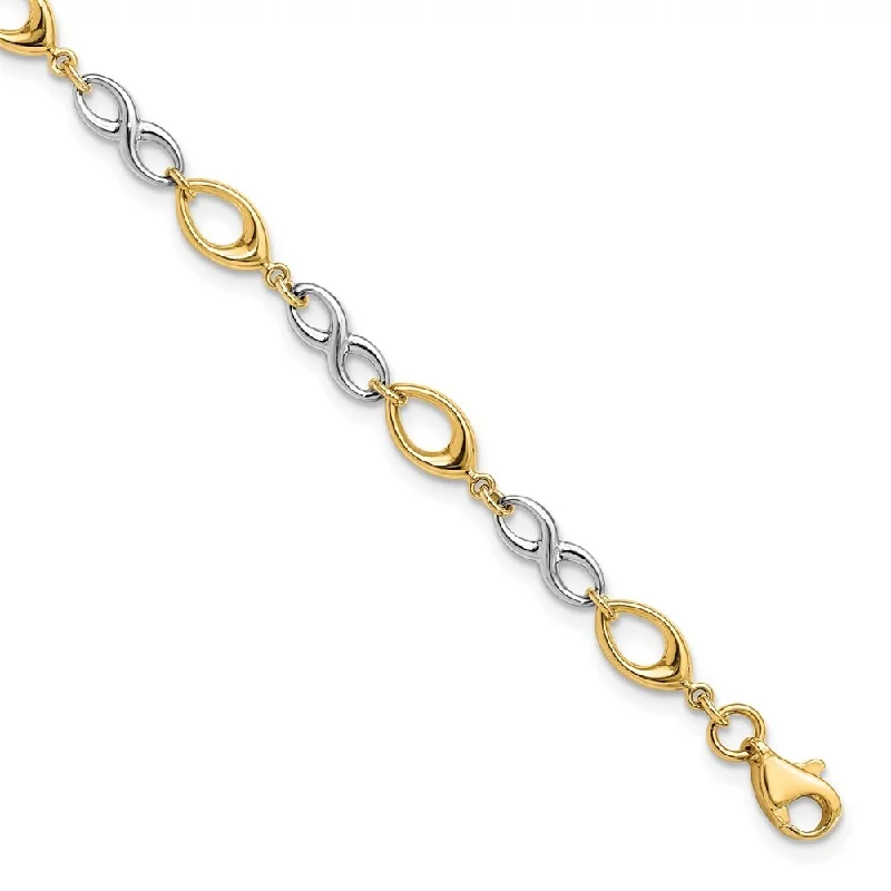 antiqued gold chain bracelet-14k Two-tone 4mm Polished Bracelet, 7.5"