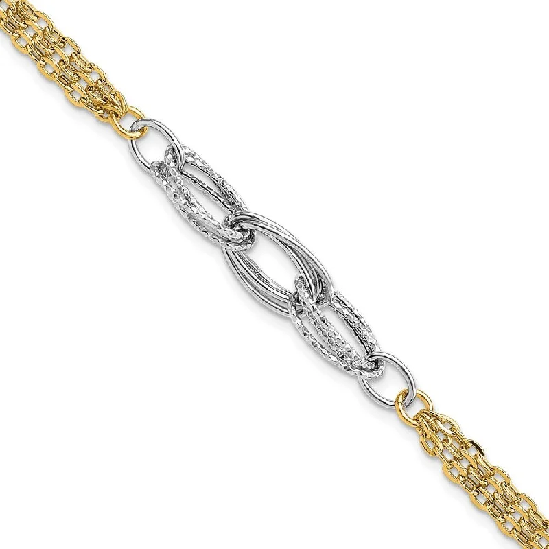 bold hexagon sapphire bracelet-14k Two-tone 7mm Diamond-Cut & Polished 7.5in Fancy Link Bracelet, 7.5"