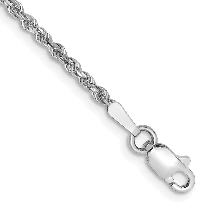 minimalist talon bracelet-14k White Gold 1.75mm Diamond-Cut Rope with Lobster Clasp Chain Bracelet, 5.5"