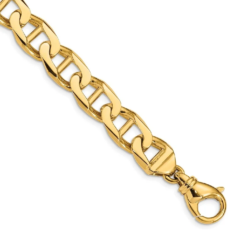 nature-themed moss bracelet-14k Yellow Gold 10.3mm Hand-polished Anchor Link Chain Bracelet, 8"