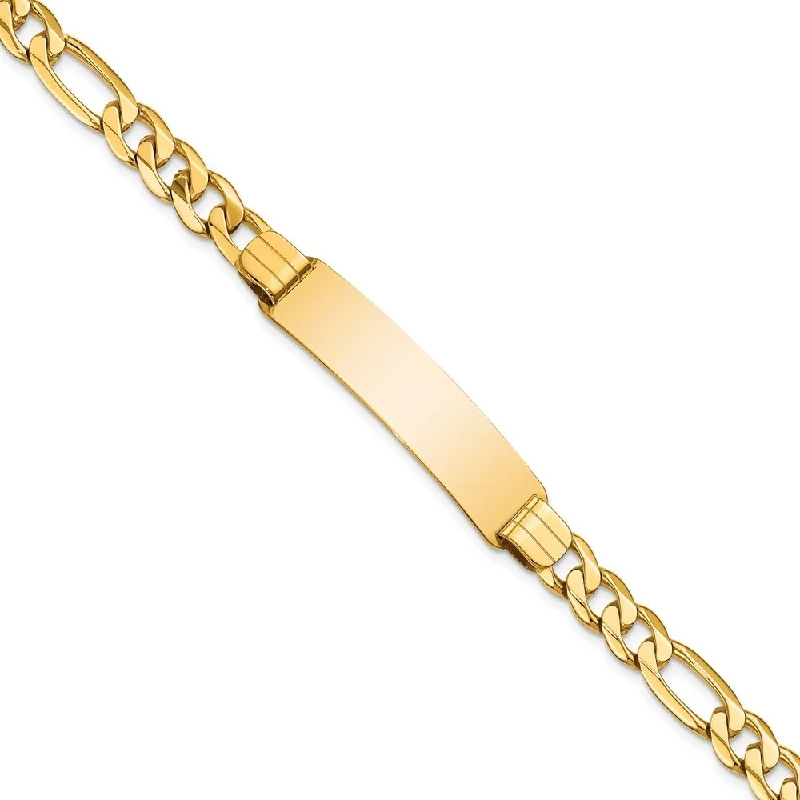 adjustable ridge bracelet-14k Yellow Gold 10mm Figaro ID Bracelet, 8"