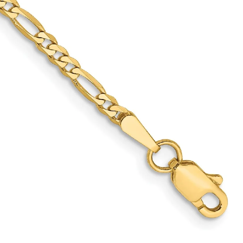 engraved bond chain bracelet-14k Yellow Gold 2.25mm Flat Figaro Chain Bracelet, 5.5"