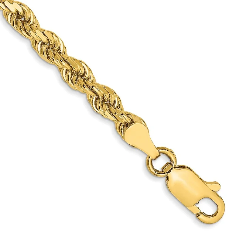 vintage-style kyanite bracelet-14k Yellow Gold 3.5mm Semi-solid Diamond-Cut Rope Chain Bracelet, 7"