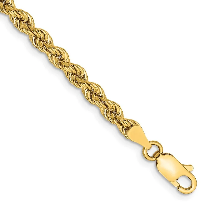 polished bronze chain bracelet-14k Yellow Gold 3.65mm Regular Rope Chain Bracelet, 7"