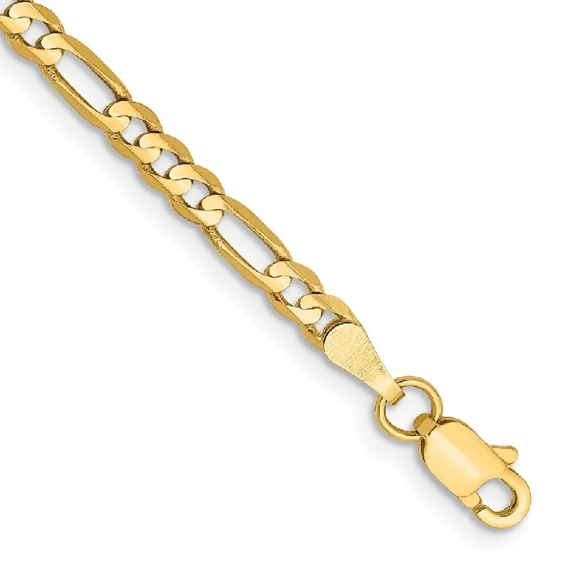 vintage-style tanzanite bracelet-14k Yellow Gold 3mm Concave Open Figaro Chain Bracelet, 7"