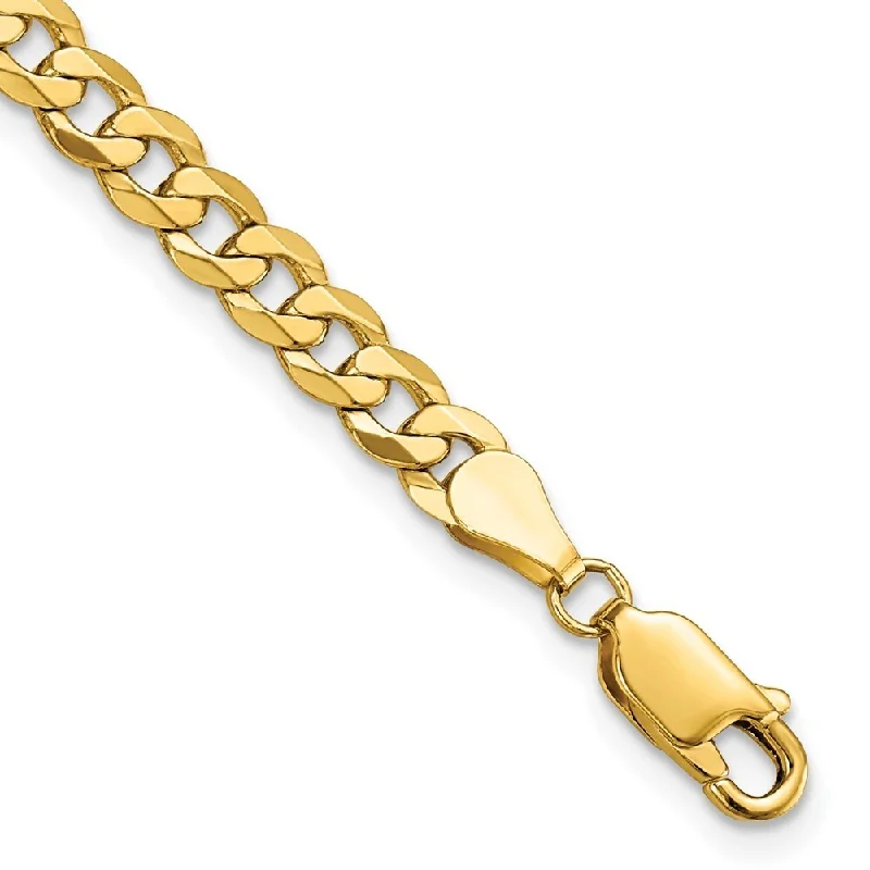 adjustable nickel bangle bracelet-14k Yellow Gold 4.5mm Flat Beveled Curb Chain Bracelet, 7"