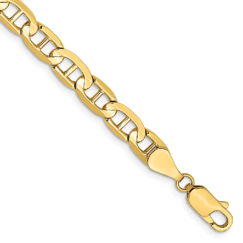 polished silver stack bracelet-14k Yellow Gold 5.25mm Concave Anchor Chain Bracelet, 7"