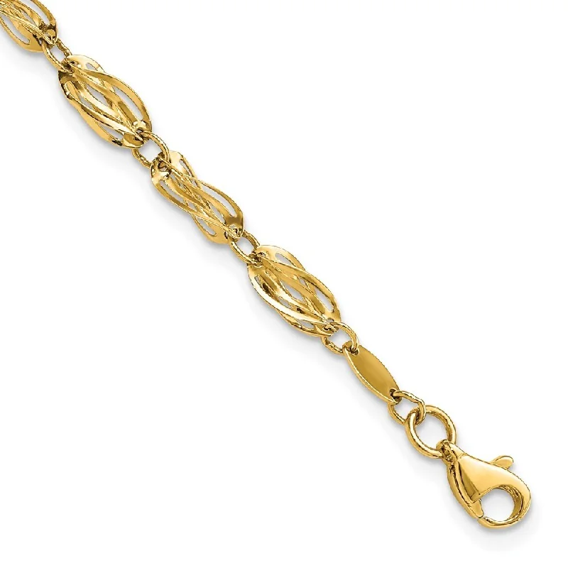 gothic-inspired talon bracelet-14k Yellow Gold 5mm Gold Fancy Bracelet, 7.75"