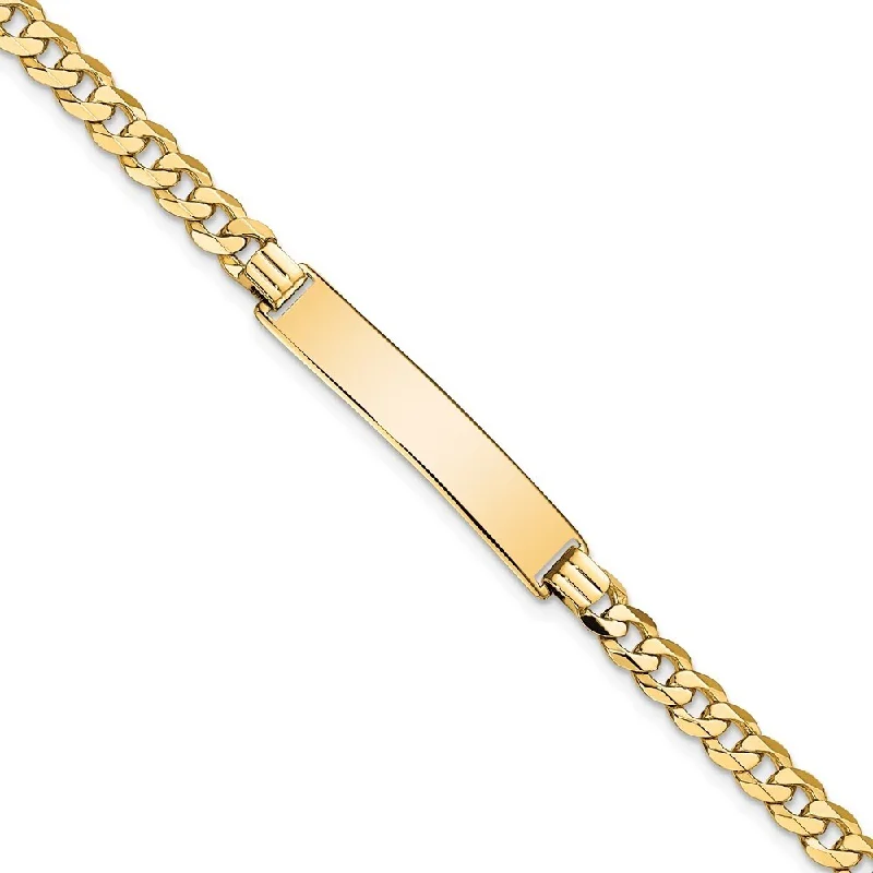 modern sleek orbit bracelet-14k Yellow Gold 6.5mm Flat Curb Link ID Bracelet, 7"