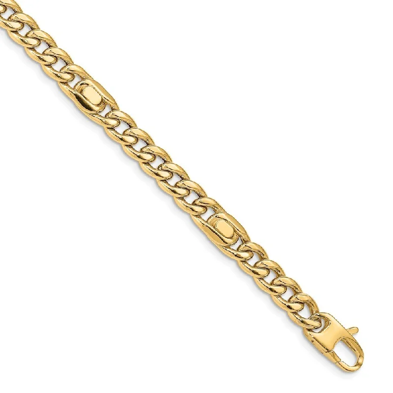 engraved eternity chain bracelet-14k Yellow Gold 6.5mm Men's Polished Link Bracelet, 8.5"