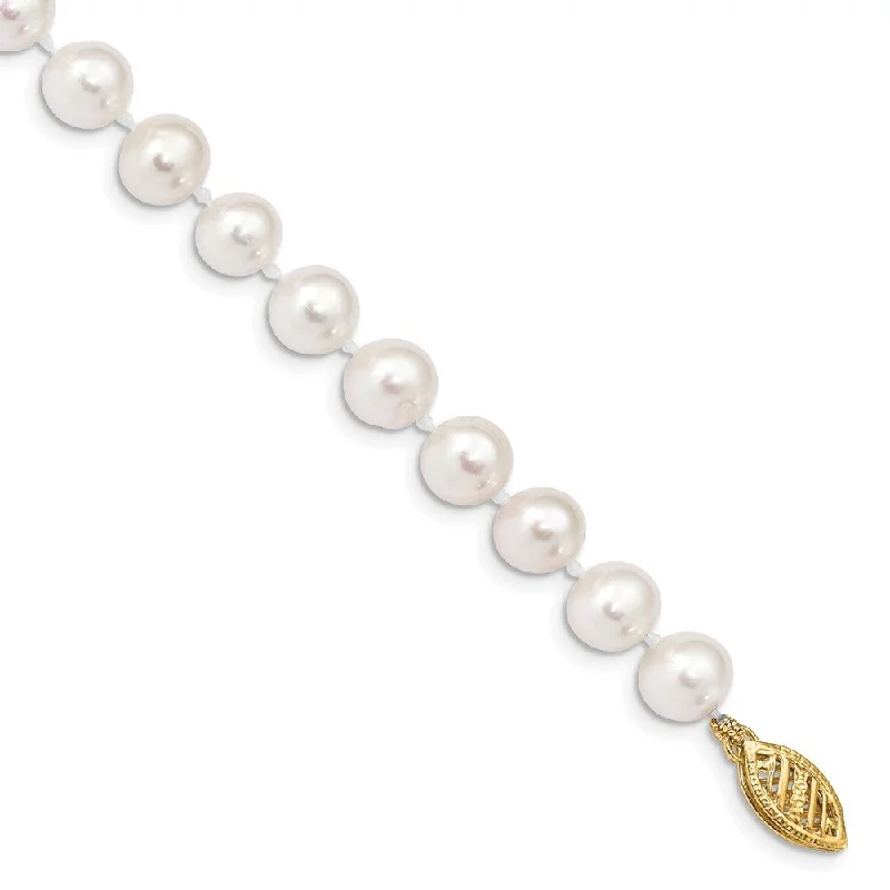 adjustable thorn charm bracelet-14k Yellow Gold 6-7mm White Near Round Freshwater Cultured Pearl Bracelet, 7.5"