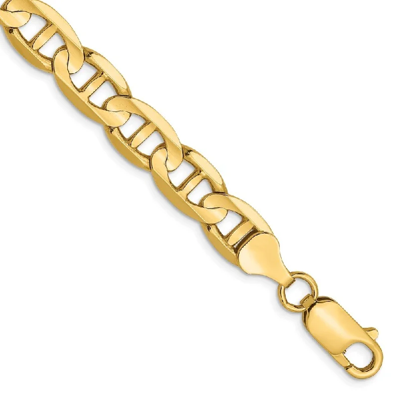 bold sapphire ridge bracelet-14k Yellow Gold 7mm Concave Anchor Chain Bracelet, 8"