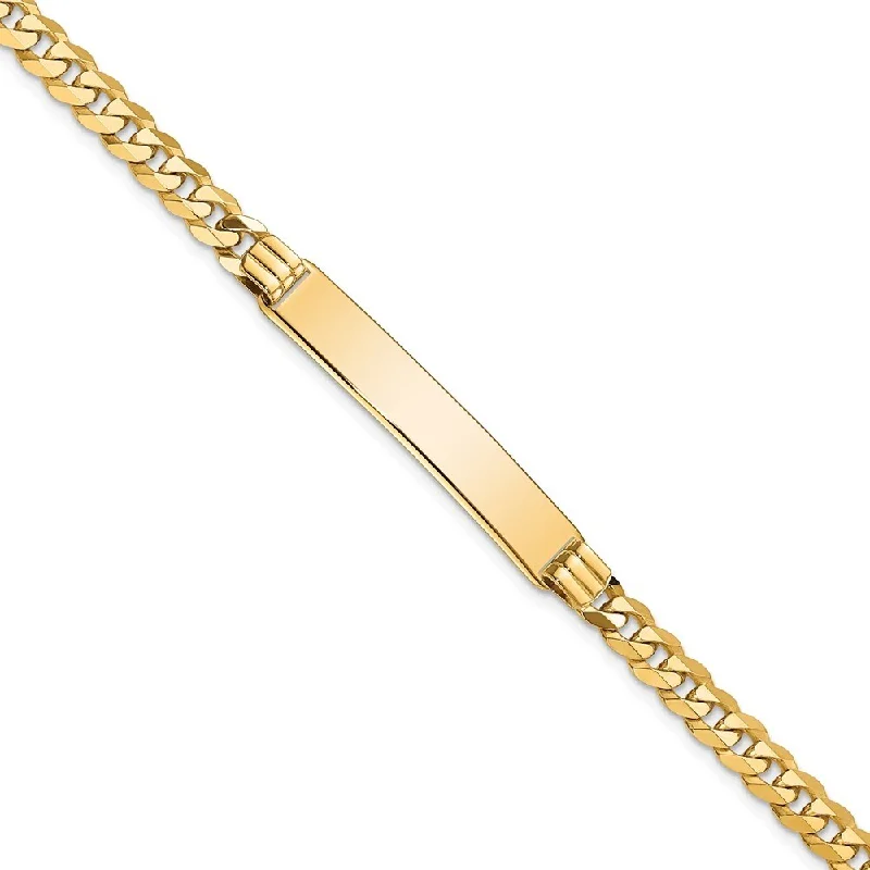 engraved vow cuff bracelet-14k Yellow Gold 7mm Curb Link ID Bracelet, 7"