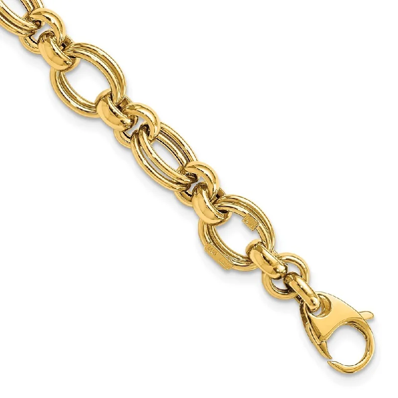 antiqued rose stack bracelet-14k Yellow Gold 7mm Fancy Link Bracelet, 7.5"