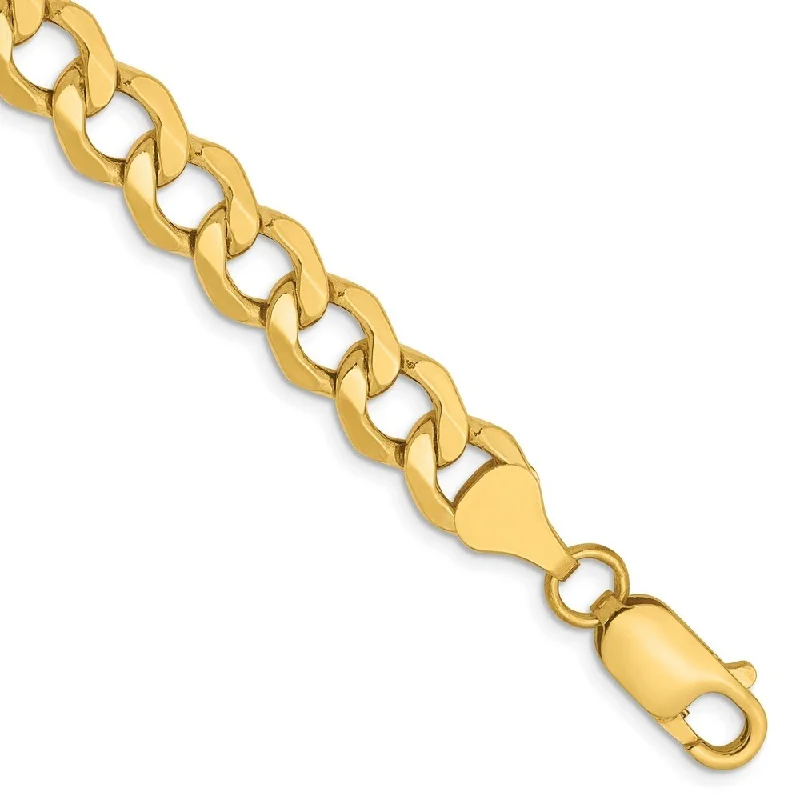 adjustable nickel bangle bracelet-14k Yellow Gold 7mm Semi-Solid Curb Link Chain Bracelet, 7"