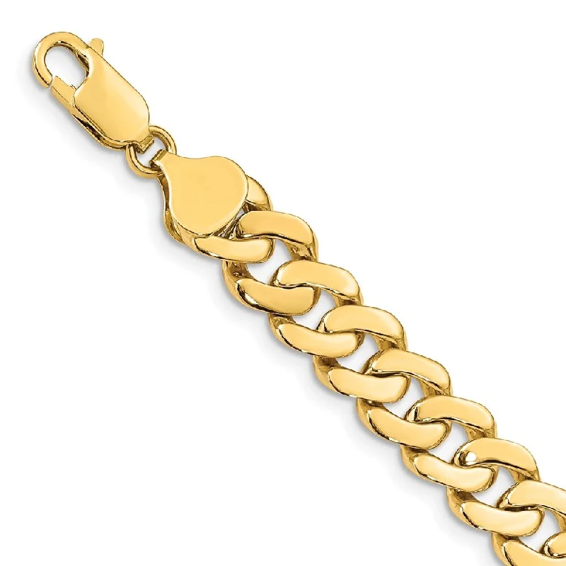 nature-themed fern bracelet-14k Yellow Gold 8.5mm Solid Hand-Polished Fancy Link Bracelet, 7"