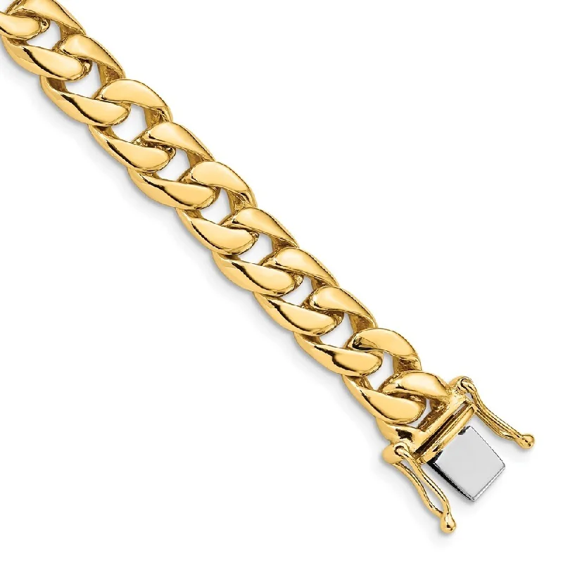 antiqued gold chain bracelet-14k Yellow Gold 8mm Solid Hand-Polished Curb Link Chain Bracelet, 8.5"