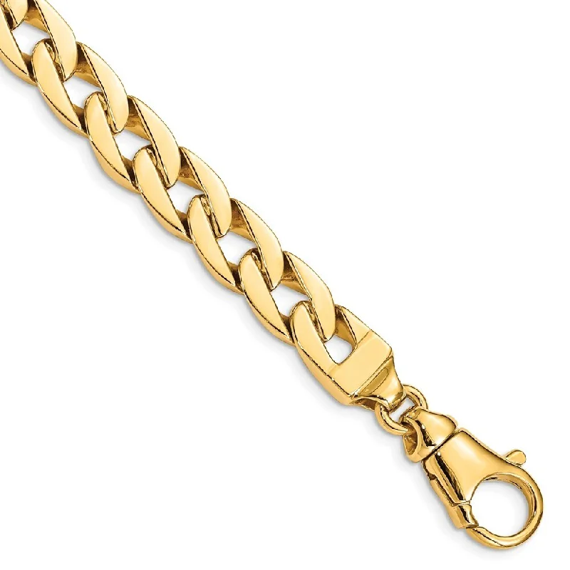 minimalist ridge bracelet-14k Yellow Gold 9mm Fancy Link Bracelet, 8"