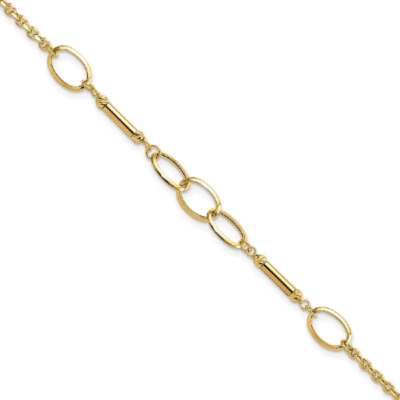 boho-inspired kyanite bracelet-14k Yellow Gold Bars and Links Bracelet, 7.5" (W-6.63mm)