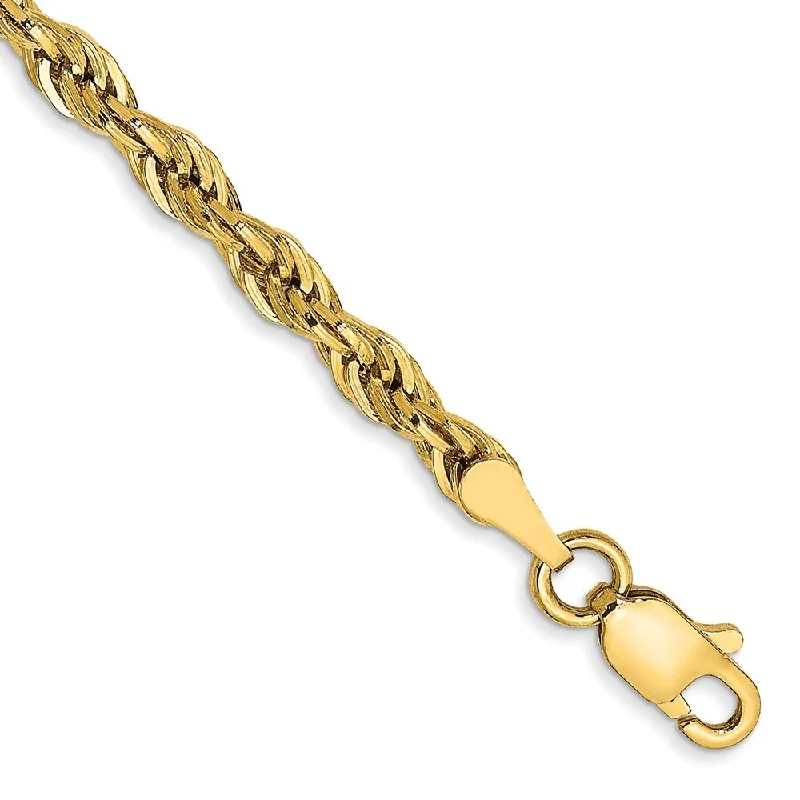 bold amethyst ridge bracelet-14k Yellow Goldy 3.0mm Semi-Solid Rope Chain Bracelet, 7"