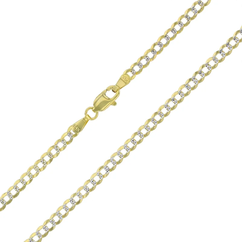 engraved trust chain bracelet-14KT White and Yellow Gold 7-inch 3MM Cuban Link Bracelet