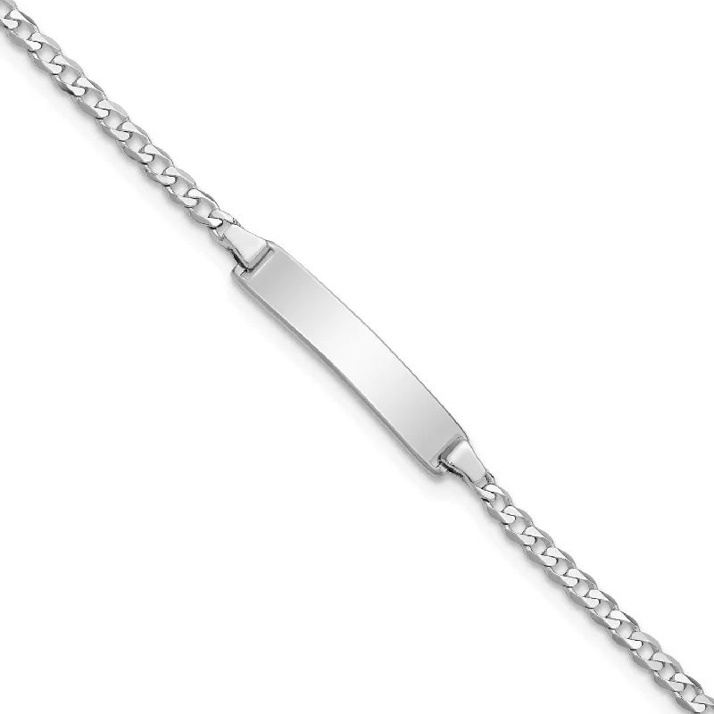 adjustable nickel bangle bracelet-14KT White Gold 5.5-inch 4.2MM Childrens Curb ID Bracelet