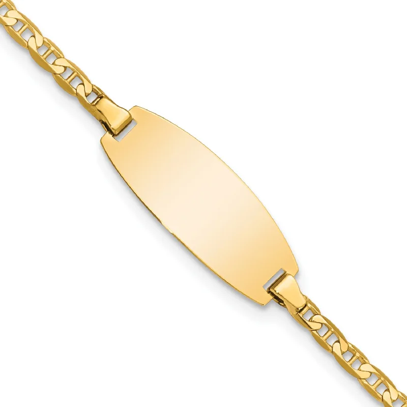 floral channel topaz bracelet-14KT Yellow Gold 6-inch 8MM Anchor Link ID Bracelet