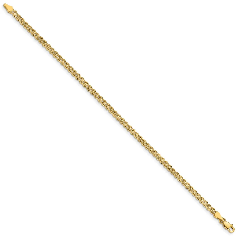 floral-inspired kunzite bracelet-14KT Yellow Gold 7-inch 3MM Diamond-cut Rope Double Strand Bracelet