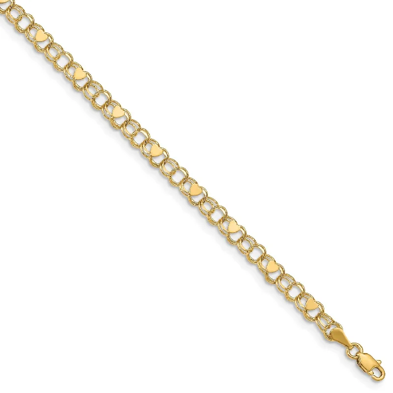 engraved legacy chain bracelet-14KT Yellow Gold 7-inch 4MM Heart Charm Bracelet